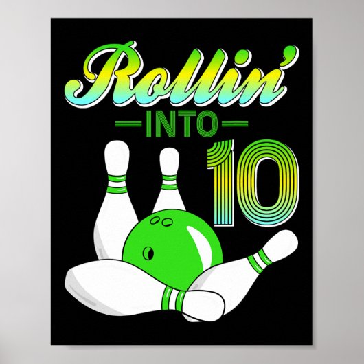 Poster Rollin Into 10 Bowling Lovers 10th Birthday Party (Devant)