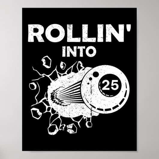 Poster Rollin Into 25 Billiards 25th Birthday Flaming Bil (Devant)