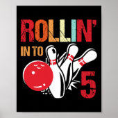 Poster Rollin Into 5 Bowling Birthday (Devant)