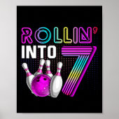 Poster Rollin Into 7 Bowling Anniversaire fête 7e Anniver (Devant)