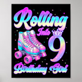 Poster Rolling Into 9 Year Old Roller Skating 9th Birthda (Devant)