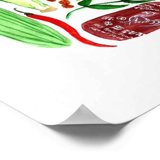 Poster Rolls de papier de riz vietnamien Recette Aquarell (Coin)