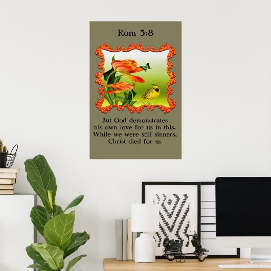 Poster Rom 5:8 Canard moqueur jaune et noir (Bureau à domicile)
