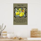 Poster Rom 5:8 Oiseaux moqueurs canaris noirs et jaunes (Cuisine)