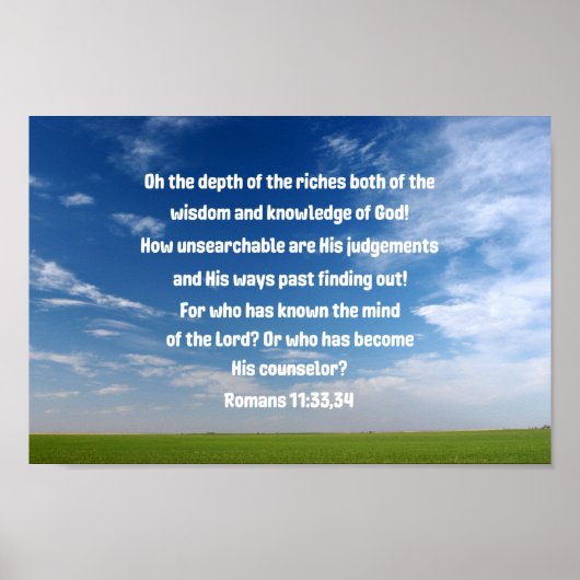 Poster Romains 11:33,34 Oh la profondeur des richesses (Devant)