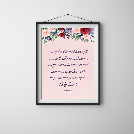 Poster Romains 15:13 Bible chrétienne Verse Art Floral