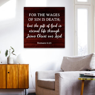 Poster Romains 6:23 King James Bible Rustique Inspiration