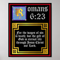 Romains 6 23 Lettre d'or illuminée Citation de la