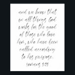 Poster Romains 8:28<br><div class="desc">Et nous savons qu'en toutes choses Dieu travaille pour le bien de ceux qui l'aiment, qui ont été appelés selon son but. Romans 8:28 Aquarelle Script</div>