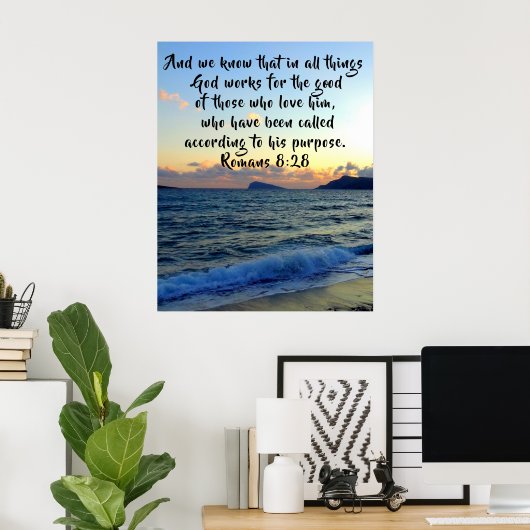 Poster Romains 8:28 Nous Savons Que Dans Toutes Les Chose (Bureau à domicile)