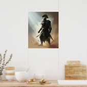 Poster Roman Spartan Warrior, Dark Armor (Cuisine)