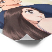 Poster Romance d'anime rétro : Douce étreinte (Coin)