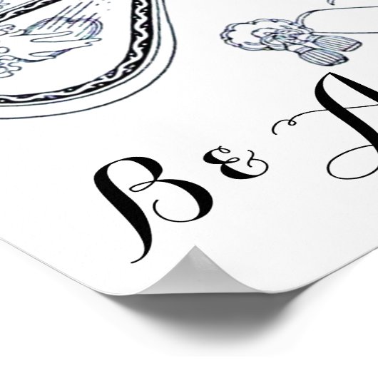 POSTER ROMANCE DE LA SAINT-VALENTIN, MONOGRAMME D'AMOUREU (Coin)