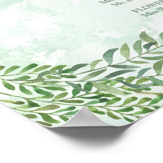 Poster Romance Greenery Mariage Ceremony Program Board (Coin)