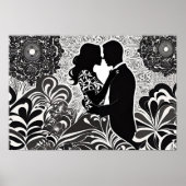 Poster Romance moderne : Baiser noir et blanc (Devant)