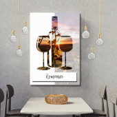 Poster Romance - Vin pour deux au coucher du soleil