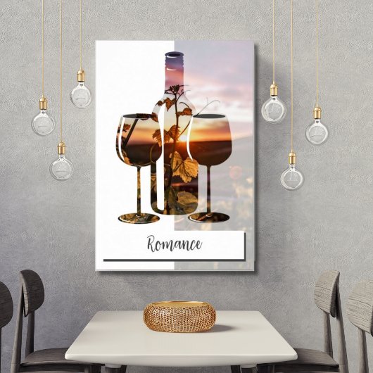 Poster Romance - Vin Pour Deux Au coucher Du Soleil