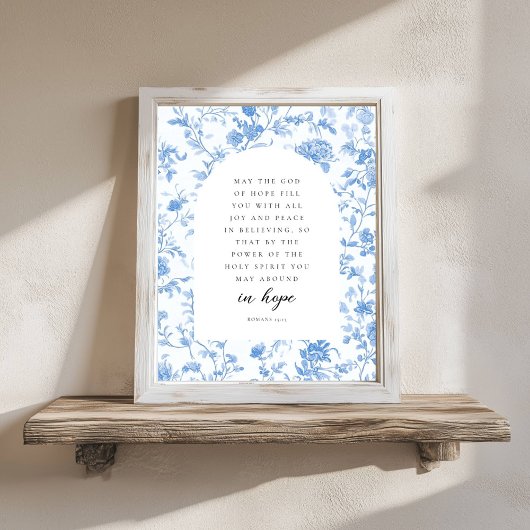 Poster Romans 15:13 Arch Blue Toile de Jouy Bible Verse