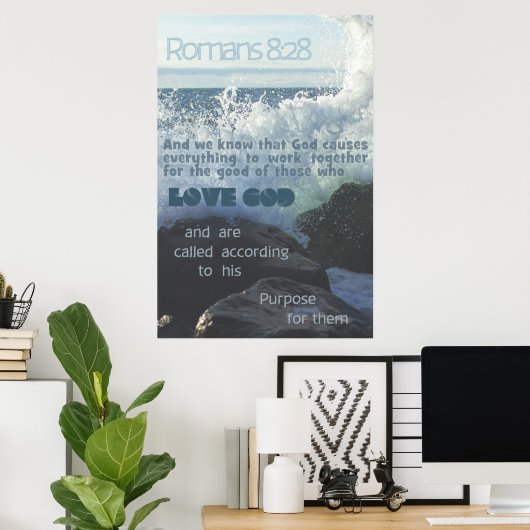 Poster Romans 8:28 Ocean (Bureau à domicile)