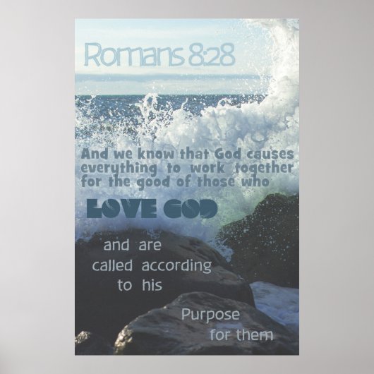 Poster Romans 8:28 Ocean (Devant)