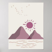 Poster Romantic Berry Abstract Art Sunset Mountains Wall  (Devant)