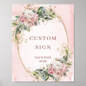 Poster Romantic Bohemian Blush Pink Flowers Custom Sign (Devant)