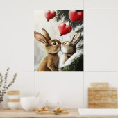 Poster Romantic Bunny Couple Valentine Wall Art (Cuisine)