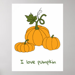 Poster Romantic Cute orange pumpkin harvest