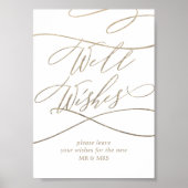 Poster Romantic Gold Calligraphy Mariage bien des souhait (Devant)