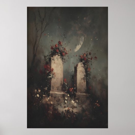 Poster Romantic Gothic Graveyard Art, Moody Dark Academia (Devant)