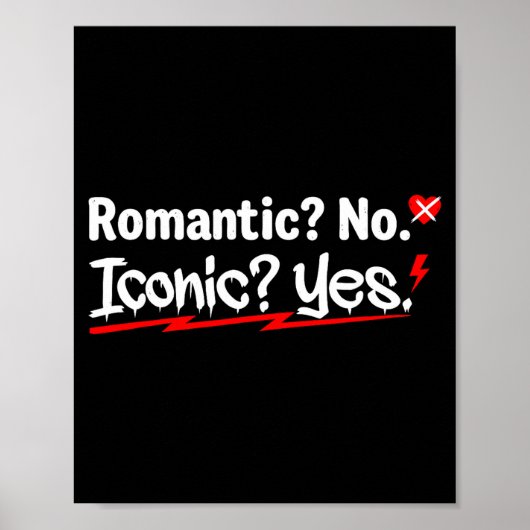 Poster Romantic No Iconic Yes Funny Anti Valentine's Day  (Devant)