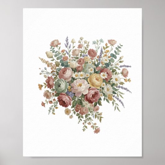 Poster Romantic Pastel Floral Canvas Print (Devant)