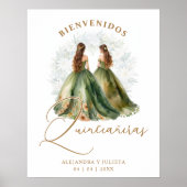 Poster Romantic Spanish Quinceañeras Twins Dolls in Green (Devant)