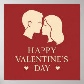 Poster Romantic Valentines Day Minimal Couple Silhouette (Devant)