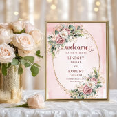 Poster Romantic Wedding Welcome Blush Floral Greenery