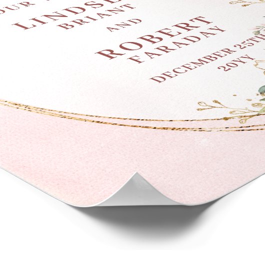 Poster Romantic Wedding Welcome Blush Floral Greenery (Coin)