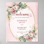 Poster Romantic Wedding Welcome Blush Floral Greenery (Devant)