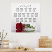 Poster Romantique 16 Table Rouge Rose Mariage Carte de si (Cuisine)