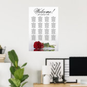 Poster Romantique 16 Table Rouge Rose Mariage Carte de si (Bureau à domicile)