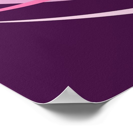 Poster Romantique Abstrait Coeurs Rose Design Sur Violet (Coin)