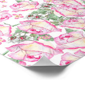 Poster Romantique blanc rose jaune d'été rose floral (Coin)