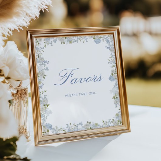 Poster Romantique bleu doux mariage floral Faveurs