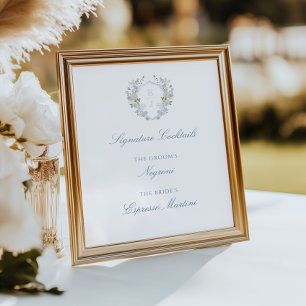 Poster Romantique bleu moelleux Monogramme Crest Signatur