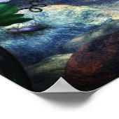 Poster romantique Bleu Papillon Fée (Coin)