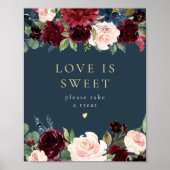 Poster Romantique Bourgogne Floral L'amour est doux Desse (Devant)