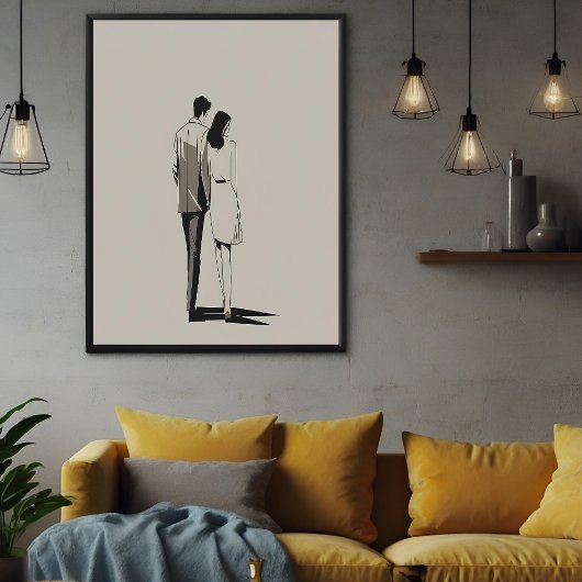 Poster Romantique Couple minimaliste Ligne Art