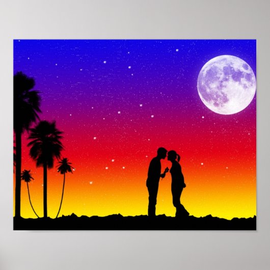 Poster romantique du coucher de soleil (Devant)