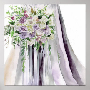Poster Romantique et mauve, Bouquet en cascade nuptiale 1