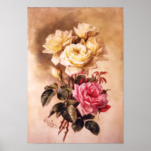 Poster Romantique Français Rose Beaux-Arts Imprimer