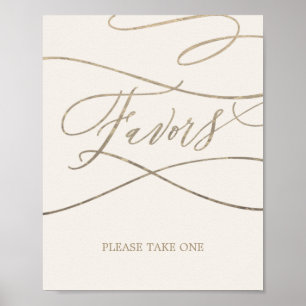 Poster Romantique or calligraphié Faveurs de mariage iv